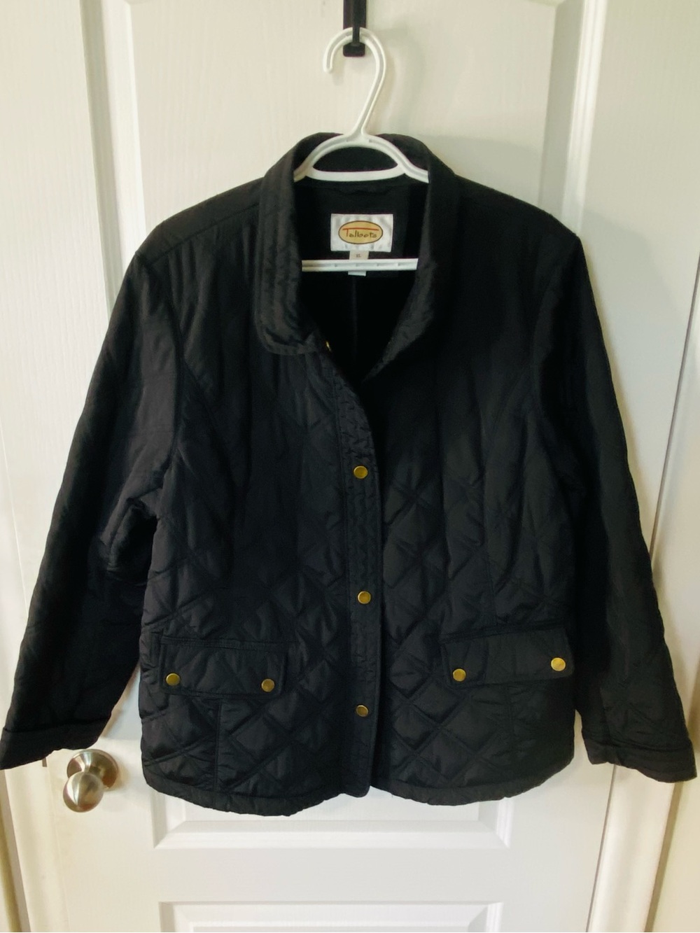 Talbots Black Quilted Snap-Front Jacket. XL